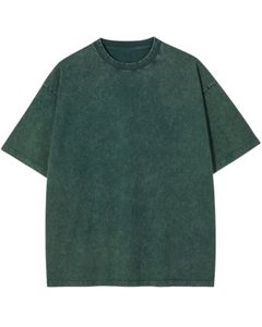 Customized Unisex Oversized Washed Dark Green Cotton T Shirt Vintage Style Drop Shoulder Streetwear Casual Summer Unisex Tee <b>Top</b> - Product Image 1