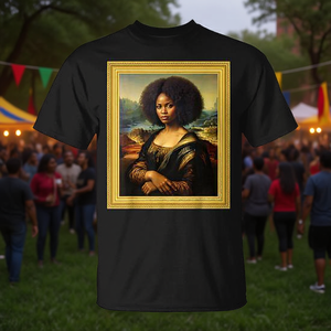 T-Shirt Donna Afroamericana Mona Lisa Afro Queen - Celebrazione Black History Month - Prodotto Promozionale Colore Nero - Product Image 3