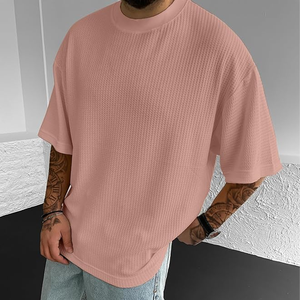 เสื้อยืดผู้ชายคุณภาพสูงสำหรับฤดูร้อนดีไซน์ไหล่ทรงโอเวอร์ไซส์กางเกงขาสั้นผ้าคอตตอนไซส์ใหญ่พิเศษโลโก้ตามสั่งเสื้อผ้าแฟชั่นล่าสุด - Product Image 3