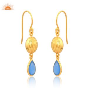 Pierre précieuse bleue en or et argent Sterling 14k, boucle d'oreille, pendentifs, styliste, vente en gros - Product Image 3