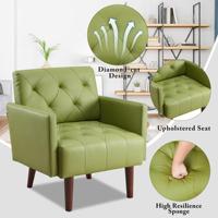 Fauteuil d'appoint capitonné surdimensionné en tissu PU avec dossier large et coussin épais, idéal pour la lecture dans le salon, la chambre ou le bureau