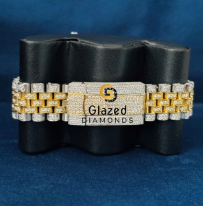 Fully Iced Out With Round Brilliant Cut Diamonds Stainless Steel Two Tone Lab Grown <b>Watch</b> Enhanced Hip Hop Style - Product Image 5