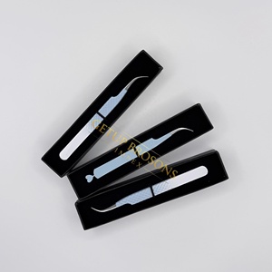 GETUP BROSONS IMPEX แหนบดึงขนตา สแตนเลสสตีล เคลือบสีฟ้าอ่อน/ขาวแบบผงละเอียด ดีไซน์รูปหัวใจ ป้องกันไฟฟ้าสถิต - Product Image 5