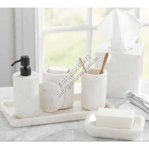 Logo personnalisé marbre cinq pièces moderne de haute qualité ensemble de salle de bain facile portable accessoires organisateur facile à nettoyer décoratif - Product Image 5