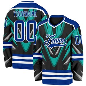 Jersey de Hockey sobre Hielo Personalizado con Transferencia de Calor, Transpirable, 100% Poliéster, Cuello en V, Peso de Tela 220g, Nombre del Equipo Personalizable - Product Image 5