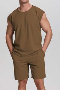 Conjuntos de verano hechos de algodón 100% para hombres, camisetas y pantalones cortos con cuello redondo, conjuntos hechos en Pakistán, conjunto sin mangas de alta calidad a precio de montón - Product Image 3