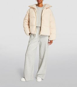 Pantalon de survêtement femme personnalisé gris chiné jambe large grande taille taille moyenne devant plat avec broderie pour la saison hivernale - Product Image 4