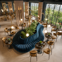 Canapé banquette de restaurant de luxe personnalisable, forme incurvée, table et chaise de cafétéria pour café, mobilier de café