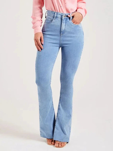 Tous les pantalons en denim pour femmes, élégants, personnalisés, compétitifs et bon marché, à motif solide, décontractés, avec logo, couleurs et options de taille. - Product Image 5