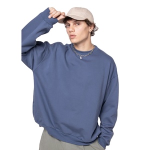 Men Streetwear Regular Fit Sweatshirt 450 GSM Cotton Fleece Crewneck Heavyweight Winter Pullover Lined Eco-Friendly Silk Screen - Product Image 2