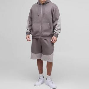 Conjuntos de Pantalones Cortos y Sudaderas con Cremallera 2026, Logotipo Personalizado, 100% Algodón, Diseño Extra Grande, Conjunto Doble Grueso para Hombre - Product Image 1