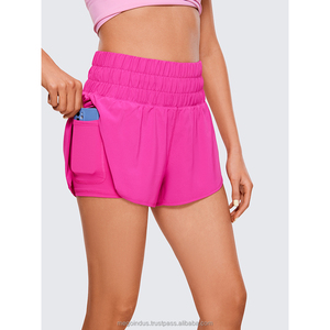 Brand New Yoga Vêtements 2 1 Taille Haute Shorts De Course Femmes Respirant Athlétique Tennis Gym Shorts D'entraînement Arc Bouton Fleurs - Product Image 1