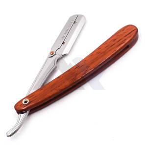 Maquinilla de afeitar profesional para peluquero con mango de madera, logotipo personalizado y marca OEM disponible, maquinillas de afeitar de barbero de alta calidad - Product Image 2