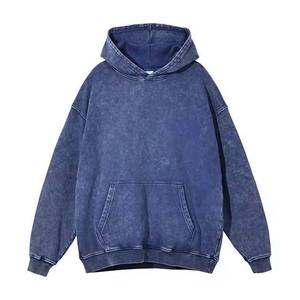 Algodón French Terry Sun Faded Drop Shoulder Vintage Acid Wash Zip up Jacket Style para hombres Sudadera con capucha - Product Image 4