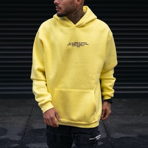 Sweat à capuche en coton imprimé bouffant jaune de haute qualité pull thermique Streetwear pour hommes sweats à capuche en polaire grande taille - Product Image 1