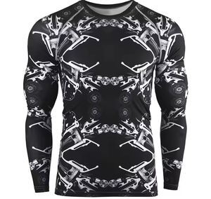 Rashguard MMA respirant personnalisé de qualité supérieure pour hommes, compression élégante pour la salle de sport, entraînement d'hiver, 180g - Product Image 2