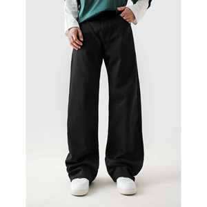 กางเกงยีนส์ CORE สีดำทรงบูทคัทแบบวินเทจ แต่งลายปัก ล้างสีแบบสโตนวอช ด้วยเทคนิคการฟอกสีเข้ม ประดับคริสตัลเพชรและหมุดโลหะ เหมาะสำหรับฤดูหนาว - Product Image 1