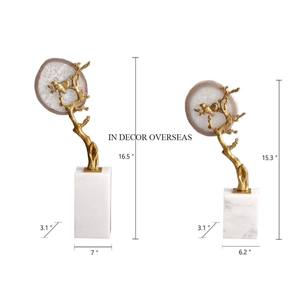 Recién llegado, diseñador de hojas de Gingko chapadas en oro, escultura hecha de Metal de alta calidad estándar con Base de mármol blanco de la India - Product Image 4