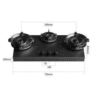 Table de cuisson à gaz encastrable à trois brûleurs avec surface en verre trempé de 32 cm, compatible électronique - Product Image 6