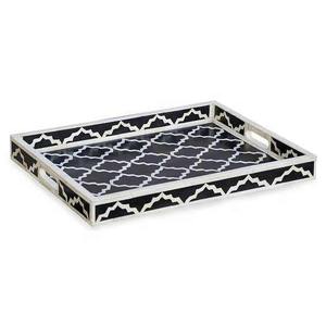 Incrustation d'os blanc en bois avec plateau de base en résine Mdf pour la décoration de maison de luxe de cuisine et les articles de table - Product Image 1