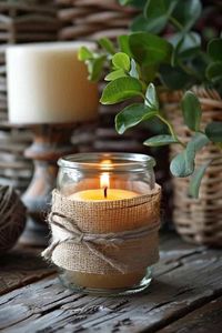 Handmade Blue <b>Marble</b> Swirl Scented Soy Wax <b>Candle</b> In Clear Glass Jar With Woven Rattan Coaster Base For Luxury Home Product - Product Image 5