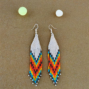 ต่างหูลูกปัดแก้วสีน้ำเงินเข้ม - Product Image 1