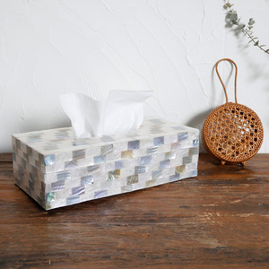 กล่องทิชชู่ซับ MDF พร้อมแถบสีฟ้าสำหรับใส่กระดาษ,กล่องทิชชูทำมือดีไซน์หรูหราสำหรับเก็บกระดาษ - Product Image 2