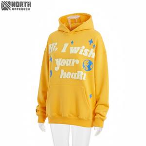 Sudadera con capucha marrón con estampado de letras personalizadas al por mayor 100% algodón sudaderas con capucha pesadas de gran tamaño para hombre Sudadera con capucha con estampado de hojaldre 3D - Product Image 5