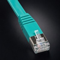 Cable de conexión Ethernet plano CAT6A FTP verde de 0.5m, cobre trenzado, RJ45 8P8C, PVC, para prueba de canal
