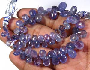 ลูกแพร์ Tanzanite เหลี่ยมเพชรพลอยธรรมชาติ7.5-12มม. 9 "ลูกปัดพลอยแทนซาไนต์แอฟริกัน - Product Image 6