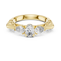Anillo de Diamante Cultivado en Laboratorio de Corte Ovalado de Lujo de 0.50ct y Corte Pera de 0.25ct para Mujer, Oro de 10K/14K/18K/Plata, Chapado, Certificado IGI, Regalo de Aniversario para Ella