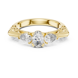 Anillo de Diamante Cultivado en Laboratorio de Corte Ovalado de Lujo de 0.50ct y Corte Pera de 0.25ct para Mujer, Oro de 10K/14K/18K/Plata, Chapado, Certificado IGI, Regalo de Aniversario para Ella - Product Image 1