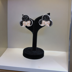 Bonito diseño negro y gris con cuentas de lentejuelas estilo Micky Mouse pendientes hechos a mano con cuentas para Niños Accesorios para calidad de exportación - Product Image 2