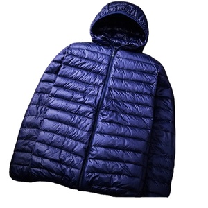 Veste en duvet mince et légère pour hommes de grande taille Manteau matelassé à capuche et à col montant Veste d'hiver en toile de grande taille - Product Image 2