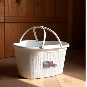ELEGANCE ตะกร้าซักผ้าพลาสติก 58x38x28 ซม. พร้อมหูจับ สีขาว โพลีโพรพิลีน - Product Image 3