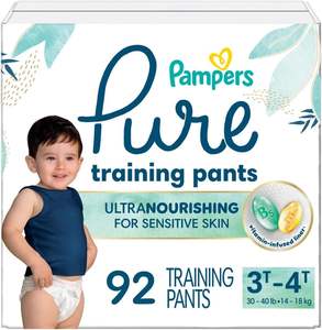 Pañales de Entrenamiento Pampers Pure Protection, Unisex, Talla 3T4T, 92 Unidades, Premium, Hipoalergénicos, Suaves, Absorbentes - Product Image 1