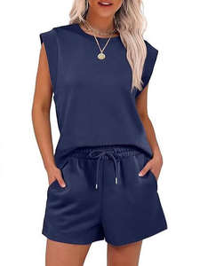 Vente en usine, ensemble décontracté d'été, ensemble short à manches courtes confortable et ample pour les femmes - Product Image 4