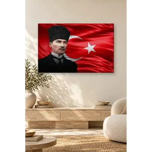 Fida Ataturk in Front of Waving Turkish Flag <b>Canvas</b> Print - Product Image 5