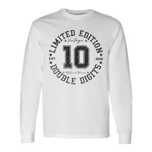 T-shirt a maniche lunghe per compleanno di 10 anni con numeri doppi, edizione limitata 2015, vintage - Product Image 1