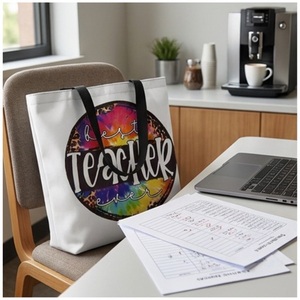 Sac fourre-tout en toile peinte pour l'appréciation des enseignants, sac à bandoulière réutilisable pour les courses, cadeau amusant pour la salle de classe, usage quotidien, 27x37cm - Product Image 4