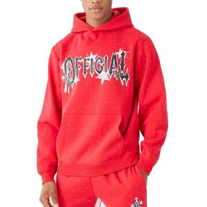 Precio de fábrica Sudadera con capucha de ajuste regular con pedrería en toda la prenda, nuevo diseño, estilo urbano, cintura elástica, chándal de invierno con pedrería - Product Image 2