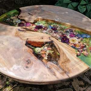 Table à manger/table basse en bois d'acacia et résine, design moderne et luxueux, fait main, imperméable, salon, anniversaire de mariage, Diwali - Product Image 1