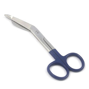 Ciseaux chirurgicaux manuels MEDIHEAL SURGICAL CORPORATION à manche bleu, lame courbée, pour pansements, en acier inoxydable - Product Image 1