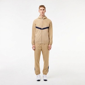 Ensemble de survêtement unisexe en molleton technique à rayures avec sweat à capuche zippé et pantalon de jogging pour homme, en coton, OEM - Product Image 1