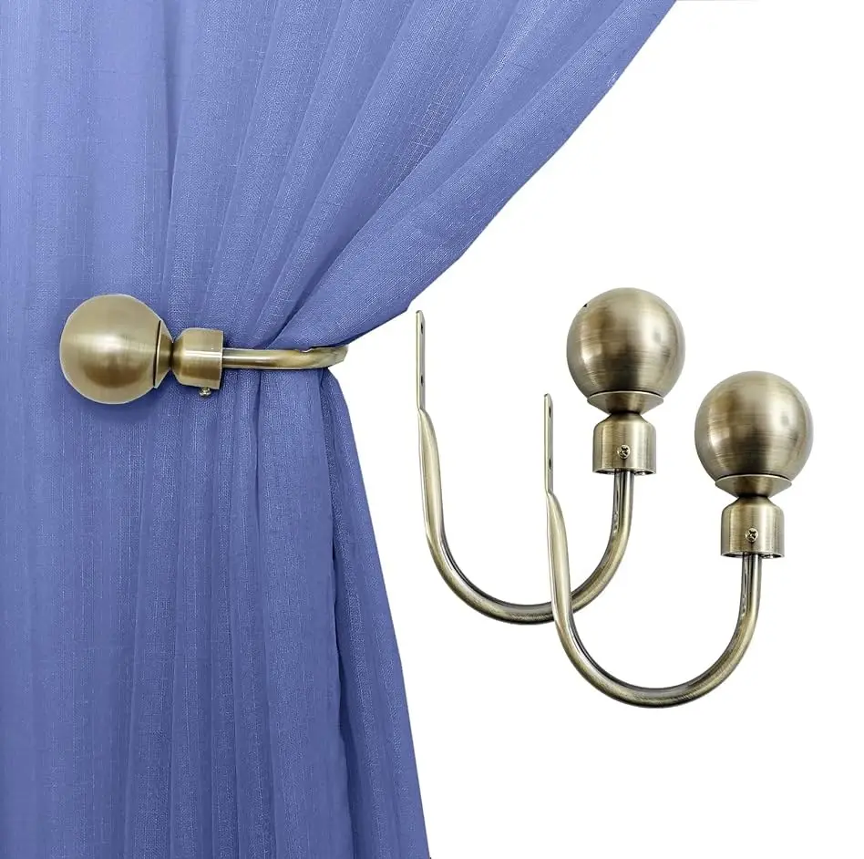 Decor Window Curtain Hold backs Pair Silver Curtain Tiebacks Metal Drapery Hooks Heavy Duty Curtain Holder Round