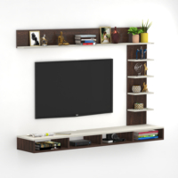 Elegante Mueble de TV Grande para Montar en la Pared Primax Plus con Estantes para Libros y Decoración, Ideal para Televisores de 50 Pulgadas
