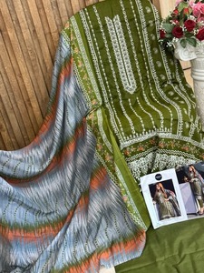 Indien pakistanais coton broderie travail fantaisie Salwar Kameez costume Net longue robe robe femmes décontracté Saree mariage Collection - Product Image 3