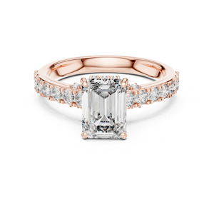 Bague de fiançailles en diamant taille émeraude de laboratoire 14K jaune/blanc/or rose Alliance de mariage Collection de bagues en diamant unique - Product Image 2