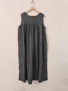 Robe longue en coton unie pour femmes |   Tissu respirant, confortable à porter au quotidien, coupe décontractée et relaxée - Product Image 3