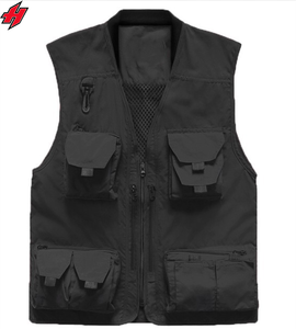 Chalecos de malla sin mangas para caza deportiva negra al aire libre personalizados para hombre, chaleco de fotografía de pesca para hombre - Product Image 1